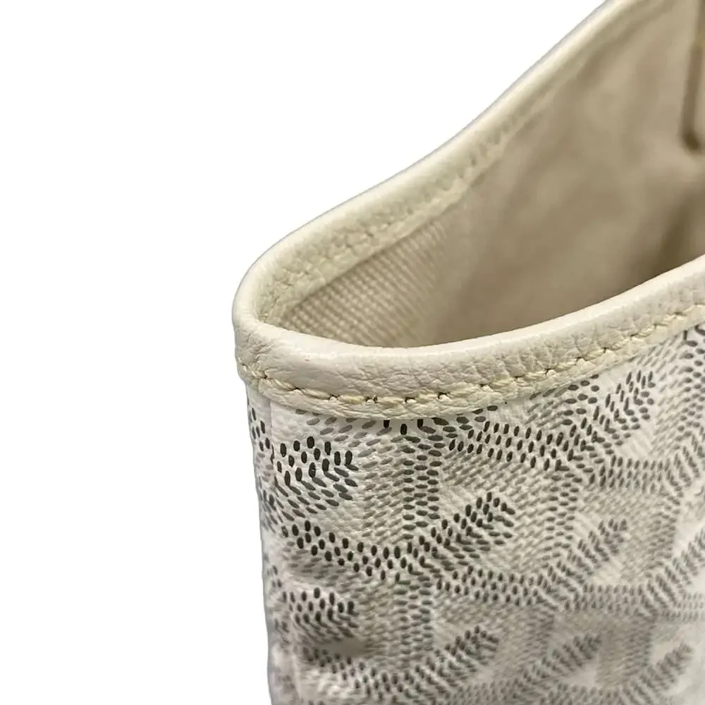 Goyard Saint Louis PM Tote Bag White Gray Light gray Coated Canvas Leather